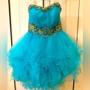 Fiesta Fashion mini dress in Turquoise.